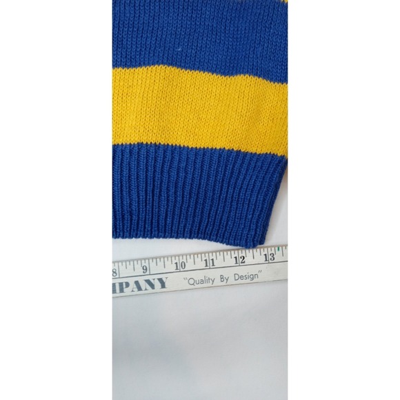 Oakton Ltd Striped Knit Sweater Blue Yellow Long‎ Sleeve Crew Neck Women's Large - Picture 7 of 7